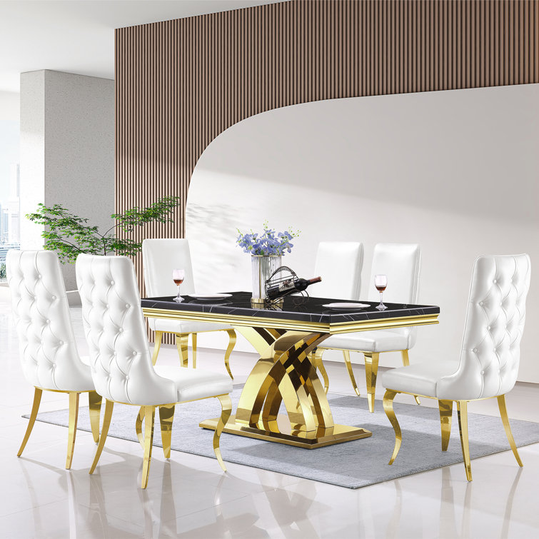 White dining best sale chair gold legs